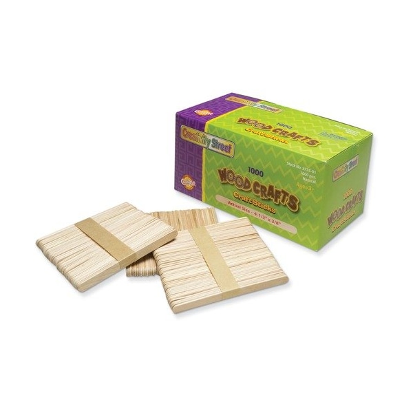Pacon Craft Sticks, Wood, 2mm, 4-1/2inx3/8in, Natural PAC377501 - main